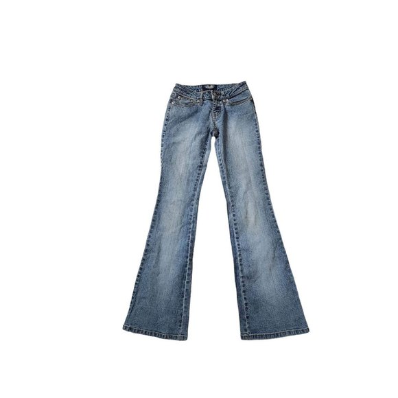 Angels Y2K Juniors Blue Denim Flared Bootcut Jeans Size 0 - Picture 1 of 5
